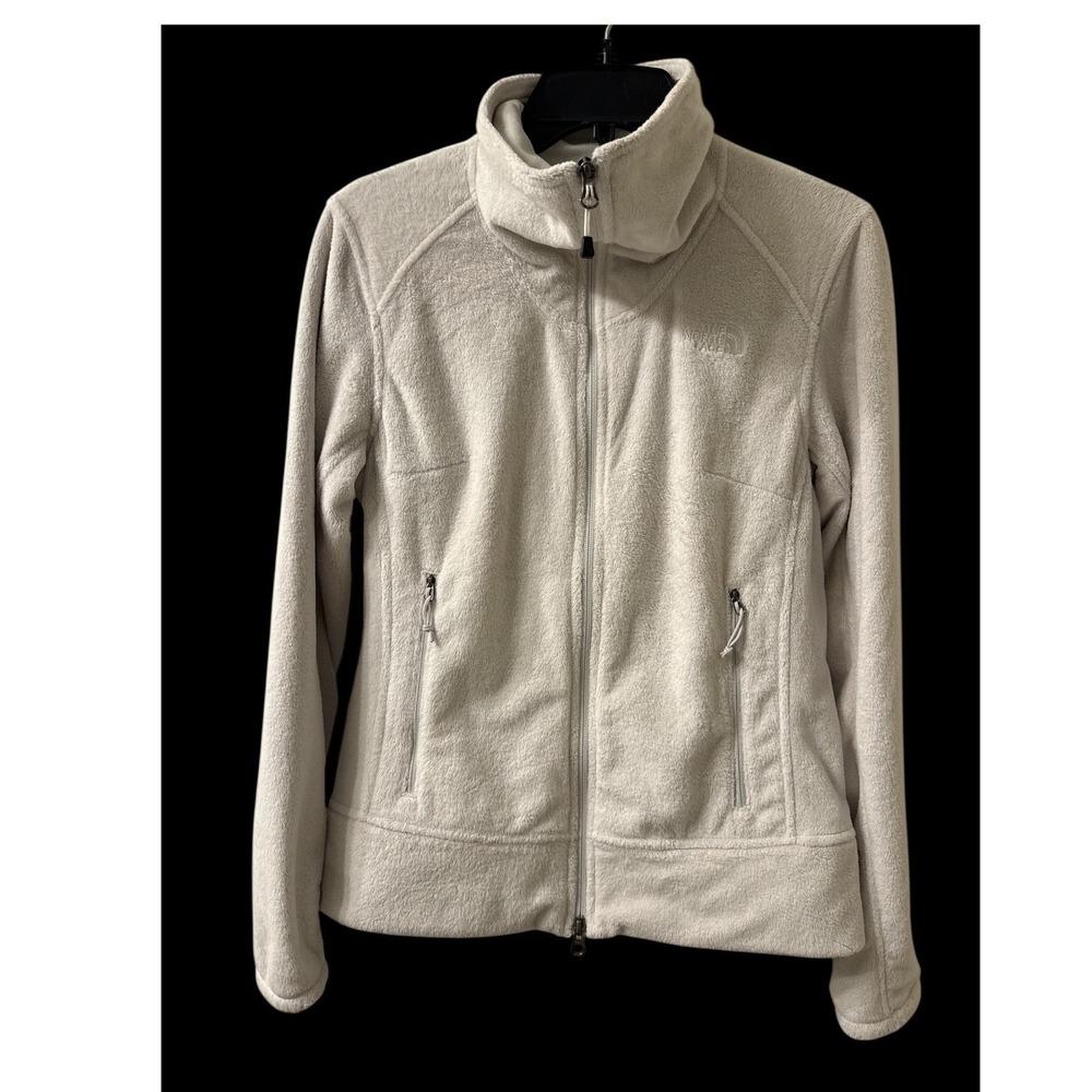 The North Face Fleece Jacket Womens Size Medium White Full Zip Collar